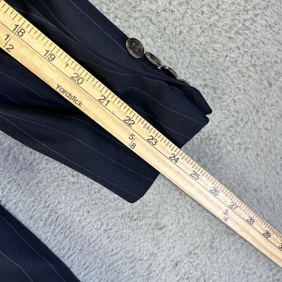 Hickey Freeman Loro Piana Blazer 43 Navy Pinstripe Tasmanian‎ Sport Coat Jacket - Picture 10 of 10